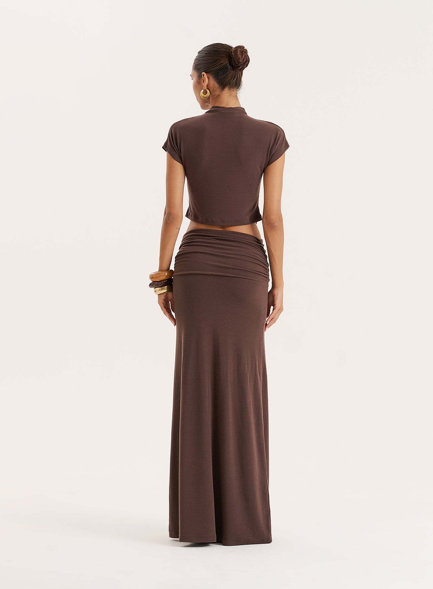 Chocolate Jersey High Neck Sleeveless Top